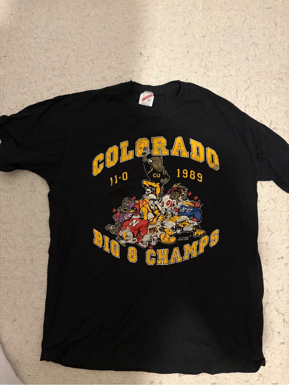 Colorado Buffaloes 1989 Big 8 Champs Vintage T Shirt Men’s Large (Black)